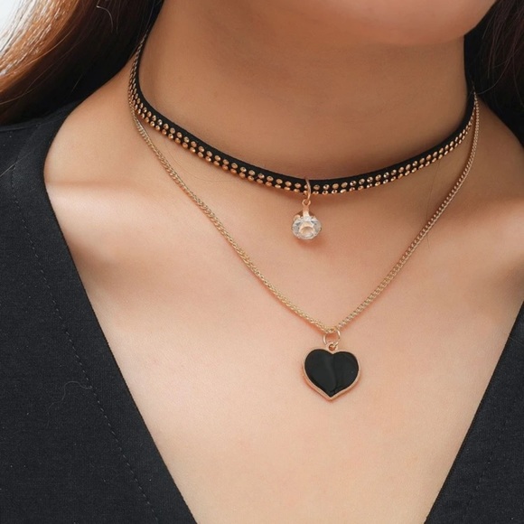 Kathrono Jewelry Double Layered Chain Heart Choker Poshmark